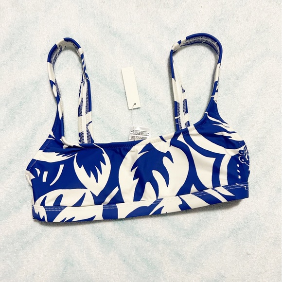 NEW Madewell Second Wave Blue Tropicale Floral Balconette Bikini Top Medium (M) - Picture 3 of 7